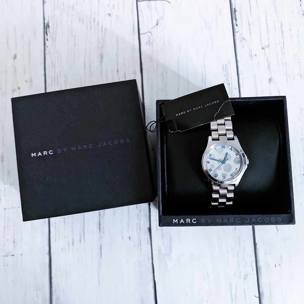 Marc Jacobs Henry Silver Tone Blue Accent Watch